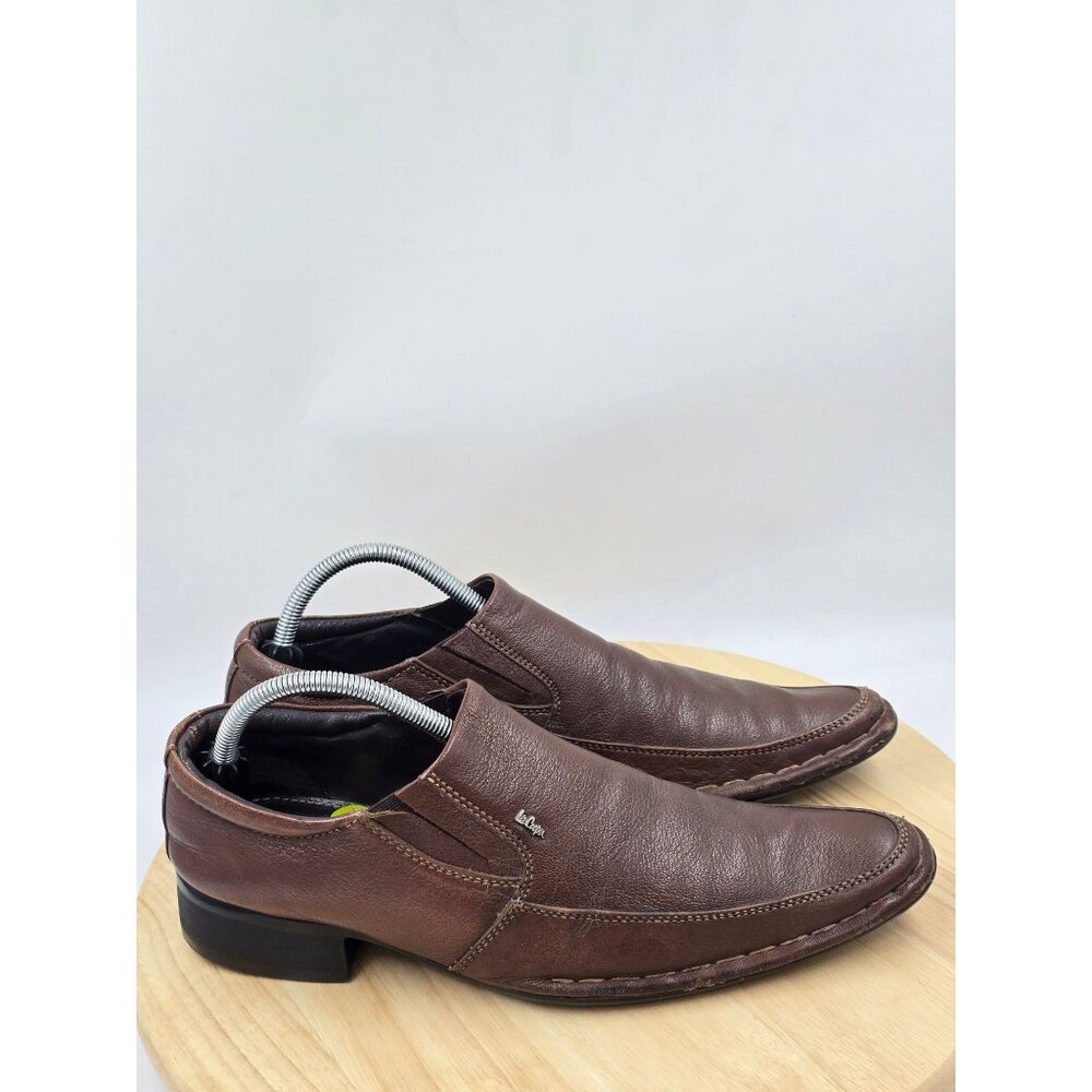 Lee Cooper men's brown leather slip-on loafers Mens Sz 9